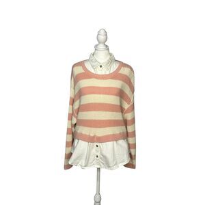 Pilcro and the Letterpress Pink Striped Layered Look Sweater Top Women's Size M